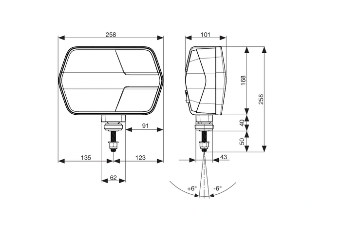 ASPÖCK LuxLED II LED esituled 7 funktsiooniga 6-klemmilised DEUTSCH DT06-6S vasak+parem
