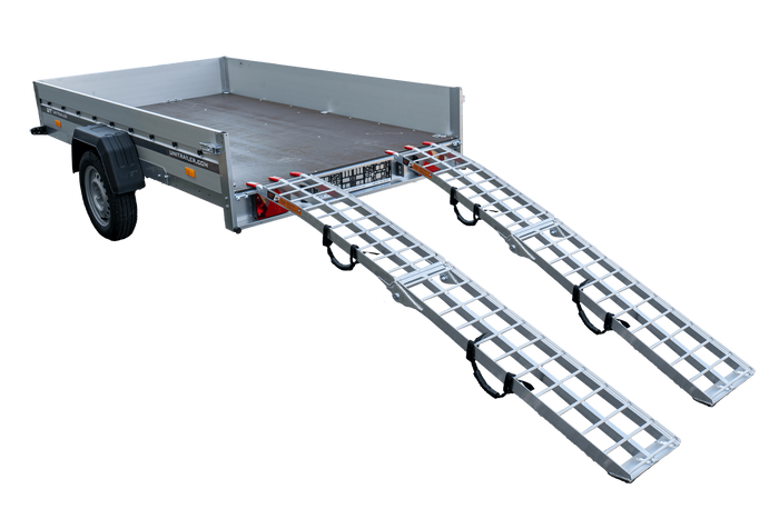 UNITRAILER ALR002 kokkupandavad alumiiniumist haagissuvilate kaldteed 221cm 680kg rihmaga, 2 tk komplekt