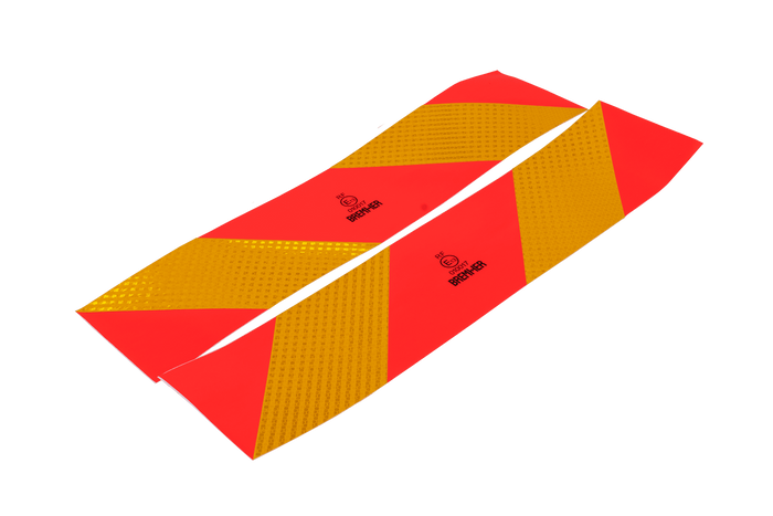 Kleebised, helkurkleebised, lühikesed HERMON, raskeveokite märgistusplaadid, 565x132mm, vasak+parem